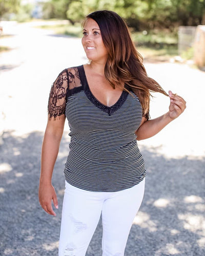 Stripes and Lace Top