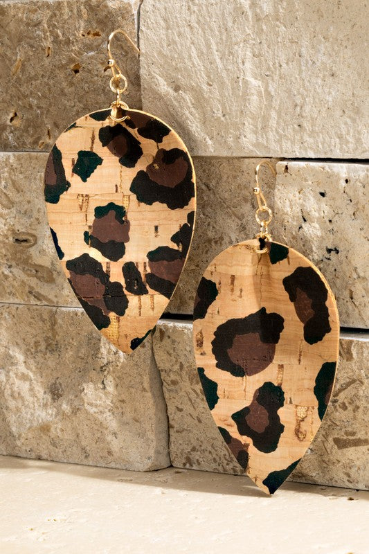 Cork Leopard Earrings