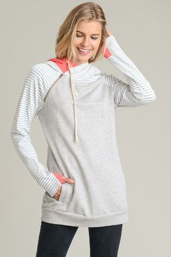 Social Butterfly Striped Double Hoodie
