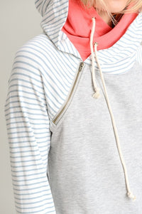 Social Butterfly Striped Double Hoodie