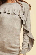 Load image into Gallery viewer, Gray Ruffle Sweater