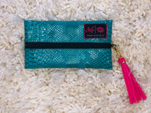 Load image into Gallery viewer, X Makeup Junkie Bag- Turquoise Cobra