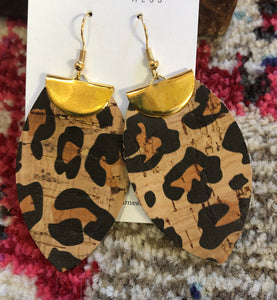 Leopard Cork Earrings