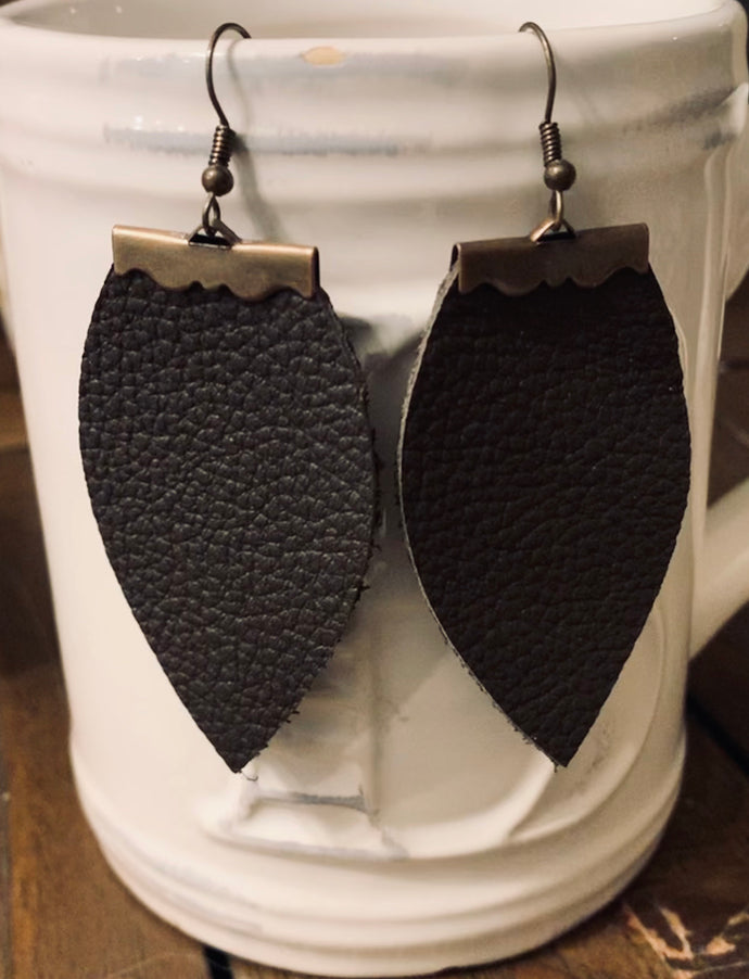 Cocoa Brown Leather Earrings